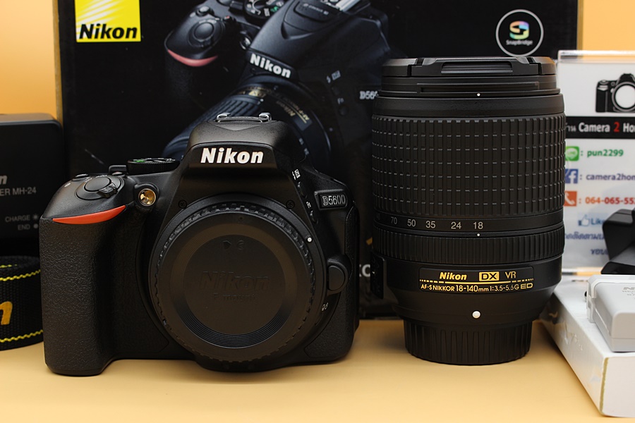 ขาย Nikon D5600 + Lens AF-S 18-140mm อดีตประกันร้าน สภาพสวยใหม่ ชัตเตอร์ 1,XXXรูป เมนูไทย ใช้งานน้อยมาก จอติดฟิล์มแล้ว อุปกรณ์ครบกล่อง  อุปกรณ์และรายละเอีย
